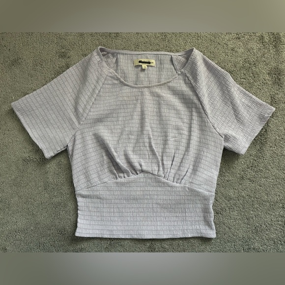 Madewell Shirred Crewneck Crop Top in Dusty Lavender Size XS - Picture 3 of 8